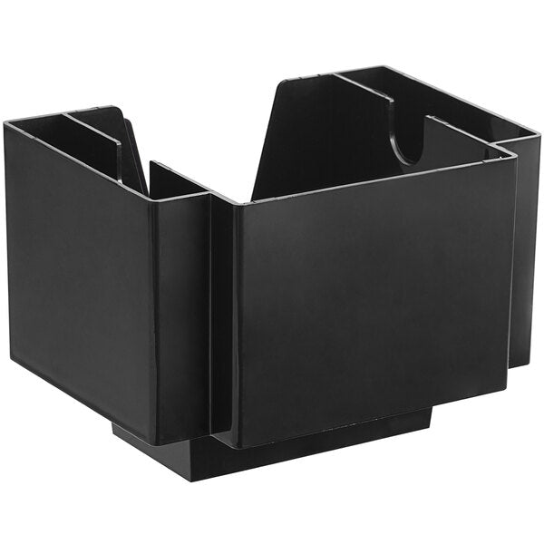 3-Compartment Black Plastic Square Bar / Coffee Caddy