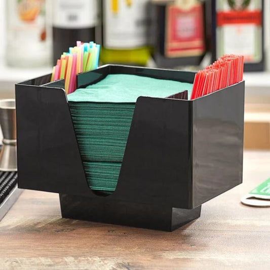 3-Compartment Black Plastic Square Bar / Coffee Caddy