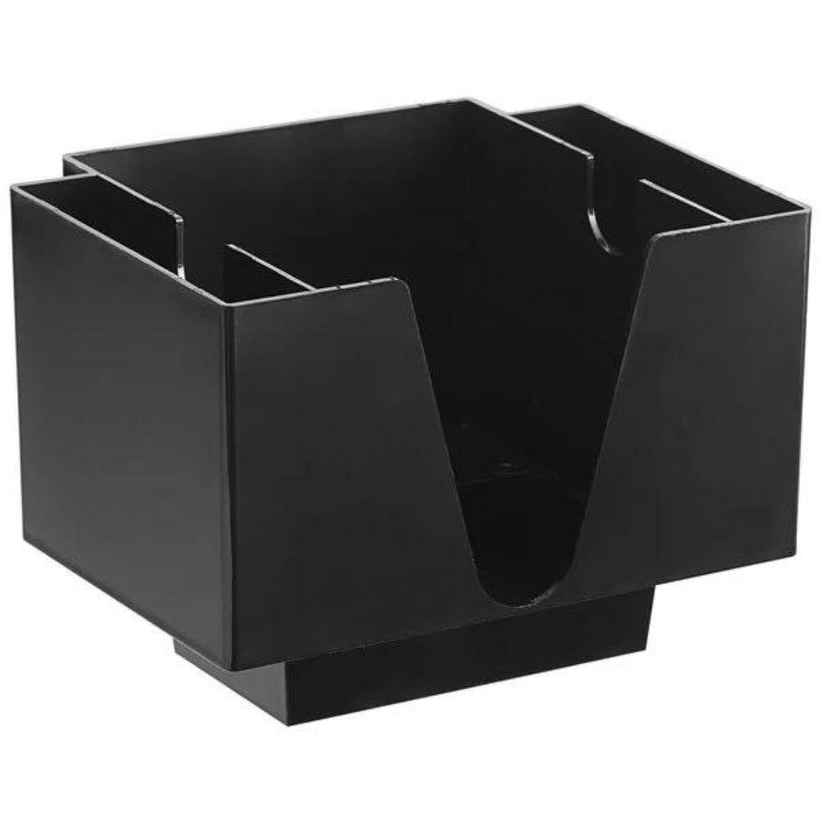 3-Compartment Black Plastic Square Bar / Coffee Caddy