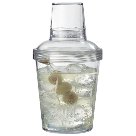 20 oz. Clear SAN Plastic 3-Piece Cobbler Cocktail Shaker