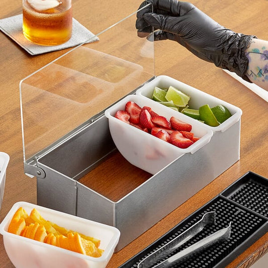 4-Compartment Satin Finish Stainless Steel Condiment Bar