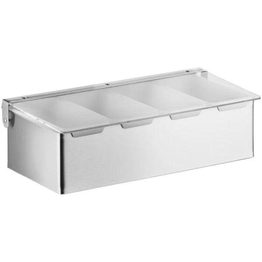 4-Compartment Satin Finish Stainless Steel Condiment Bar