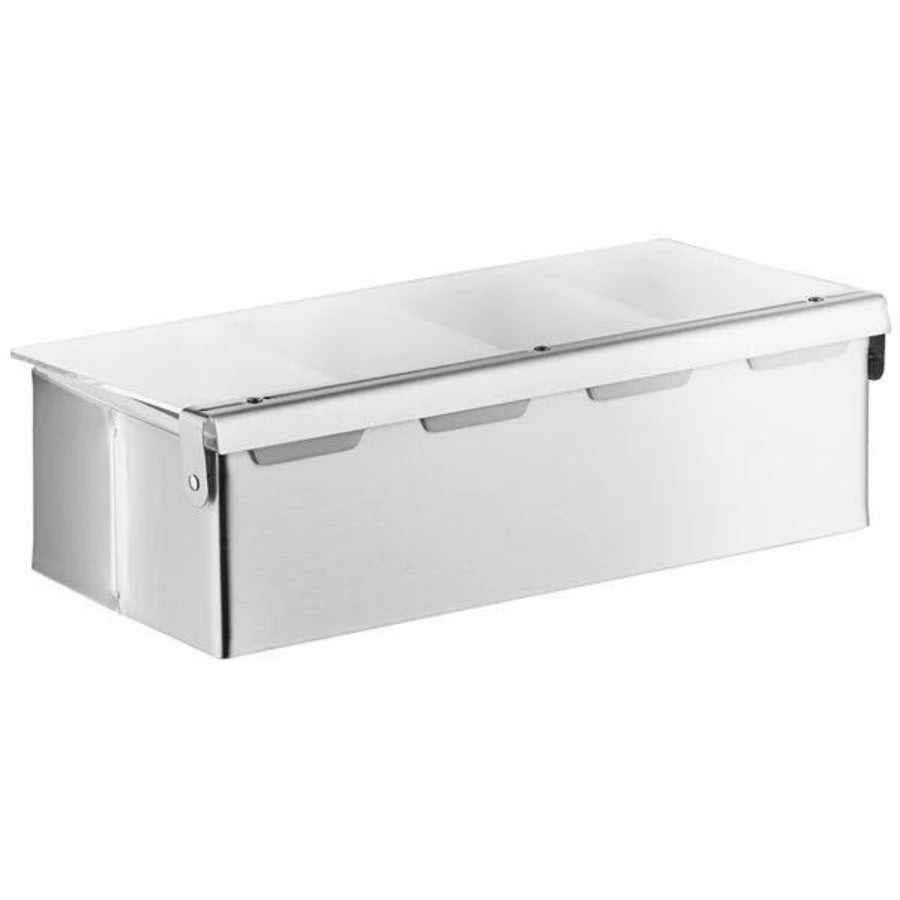 4-Compartment Satin Finish Stainless Steel Condiment Bar