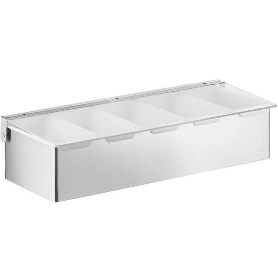 5-Compartment Satin Finish Stainless Steel Condiment Bar