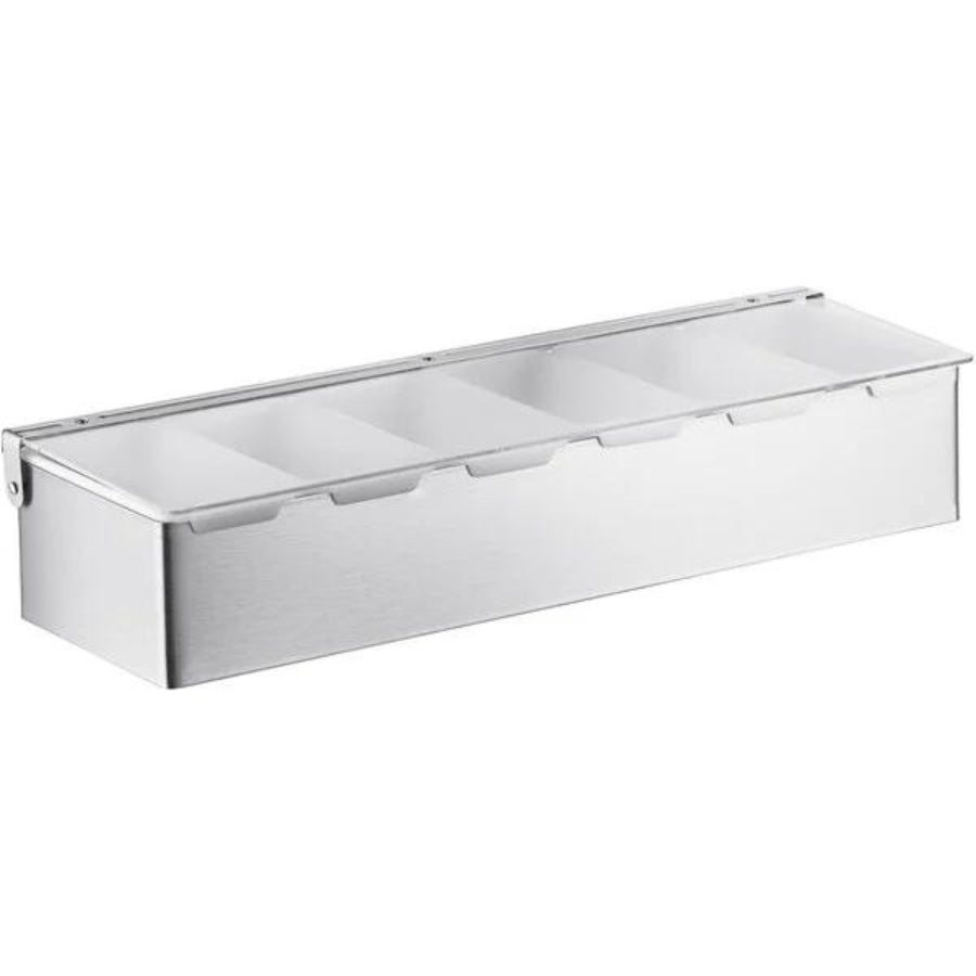 6-Compartment Satin Finish Stainless Steel Condiment Bar