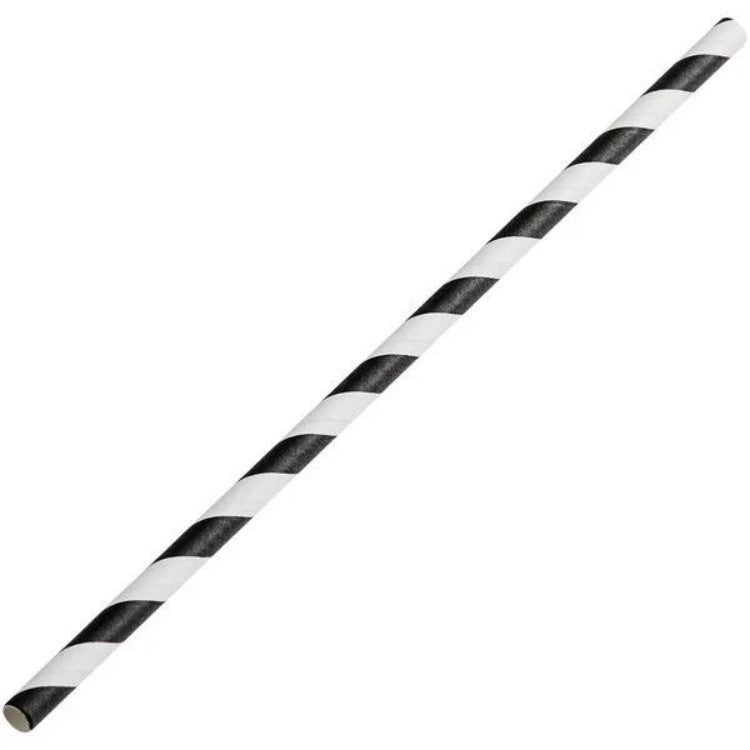 Black Stripe Jumbo Unwrapped Paper Straw 7 3/4" (200 Pack)